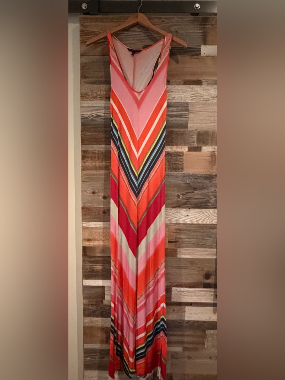 Felicity & Coco Coral, Pink and Navy Chevron Maxi Dress